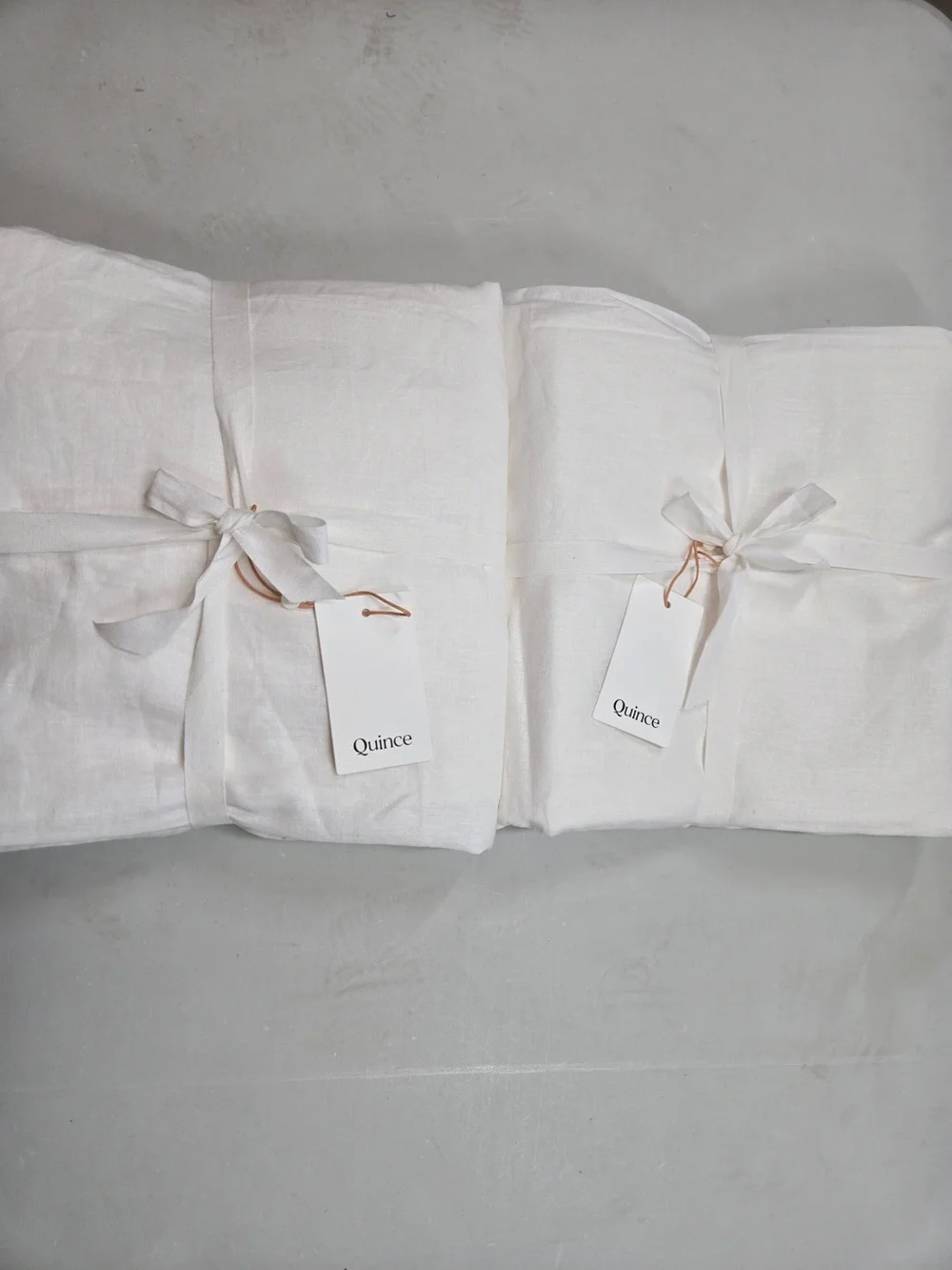 NWT QUINCE Set Of 2 48x96 European Linen Curtains White 9512